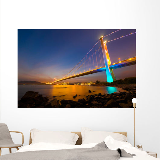 Hong Kong Tsing Ma Bridge at Night Wall Decal