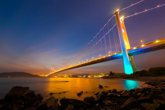 Hong Kong Tsing Ma Bridge at Night Wall Decal