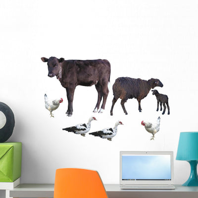 Farm Animals Wall Decal Sticker Set shown on a wall