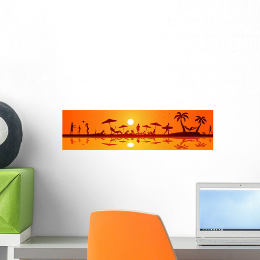 People Beach Wall Decal Panoramic