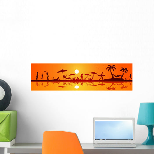 People Beach Wall Decal Panoramic