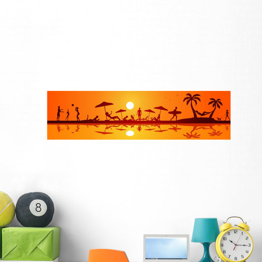 People Beach Wall Decal Panoramic