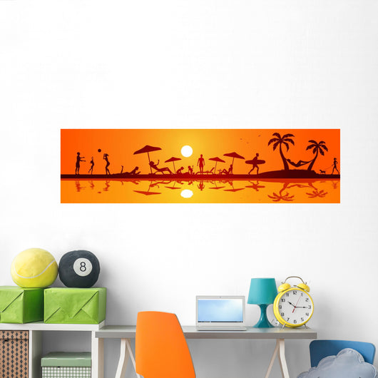 People Beach Wall Decal Panoramic