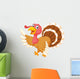 Cartoon Turkey Wearing a Hat and Waving Wall Decal