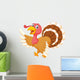 Cartoon Turkey Wearing a Hat and Waving Wall Decal