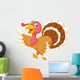 Cartoon Turkey Wearing a Hat and Waving Wall Decal