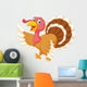 Cartoon Turkey Wearing a Hat and Waving Wall Decal
