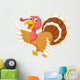 Cartoon Turkey Wearing a Hat and Waving Wall Decal
