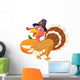 Turkey Holding Pumpkin Wall Decal