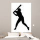Black Silhouette Baseball Player Wall Decal