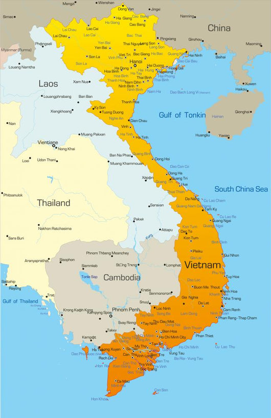 Vector Map Vietnam Country Wall Decal