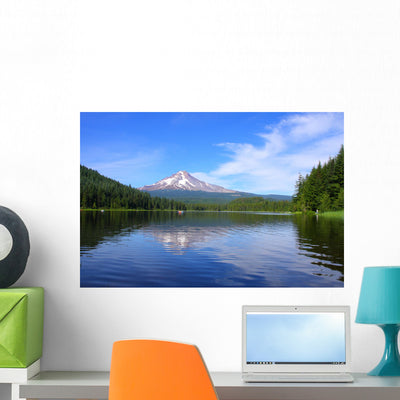 Mt Hood Trillium Lake Wall Decal shown on a wall