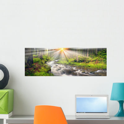 Prut River Wild Forest Wall Decal shown on a wall