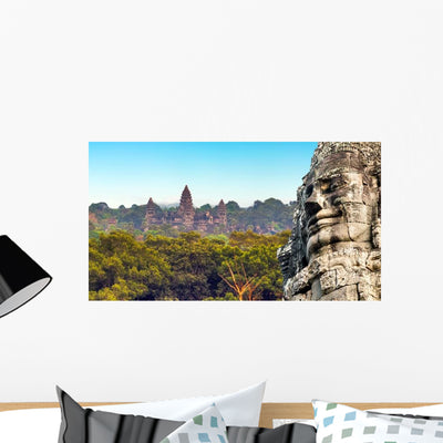 Monument Bayon Temple Angkor Wall Decal shown on a wall