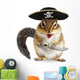 Funny Chipmunk Pirate Wall Decal