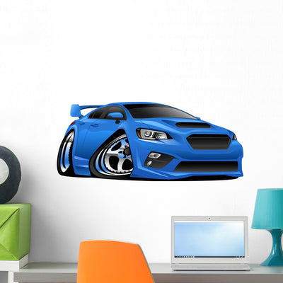 Modern Import Sports Car Wall Decal shown on a wall
