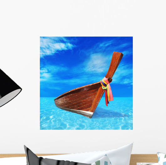 Wooden Boat Blue Sea Wall Decal