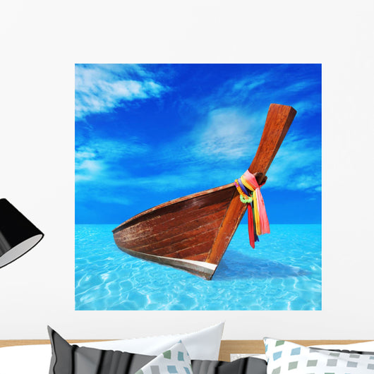Wooden Boat Blue Sea Wall Decal