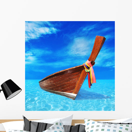 Wooden Boat Blue Sea Wall Decal