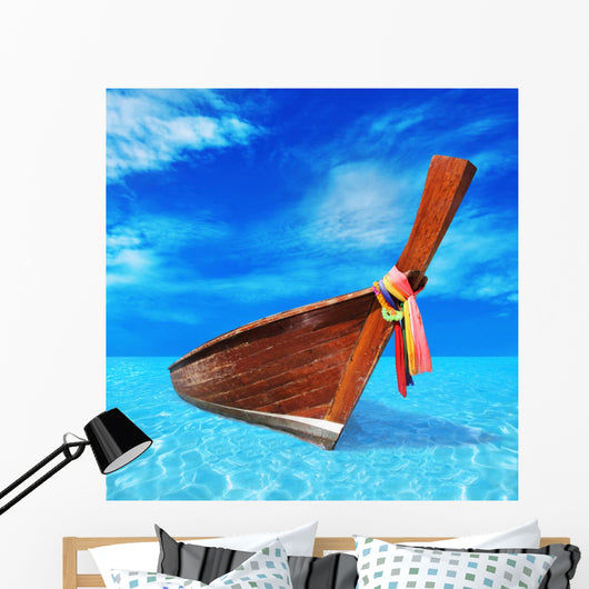 Wooden Boat Blue Sea Wall Decal