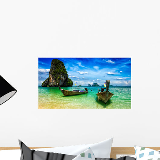 Long Tail Boats Beach Wall Decal