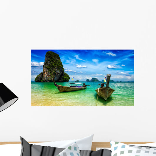 Long Tail Boats Beach Wall Decal