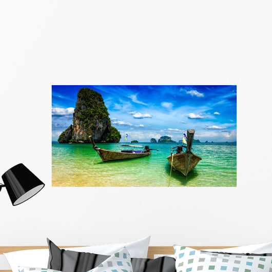 Long Tail Boats Beach Wall Decal