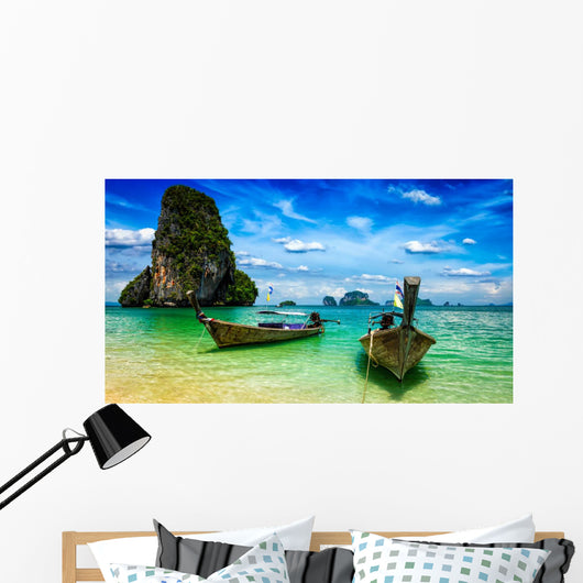 Long Tail Boats Beach Wall Decal