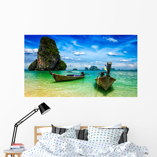 Long Tail Boats Beach Wall Decal