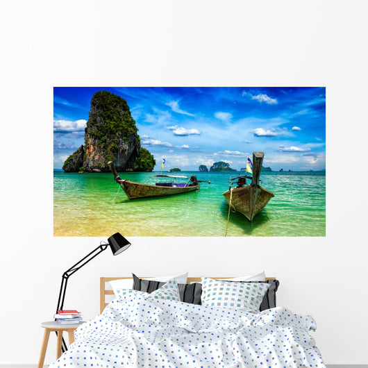 Long Tail Boats Beach Wall Decal