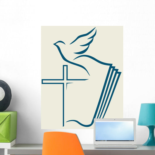 Dove Cross Open Bible Wall Decal