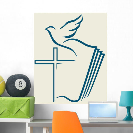 Dove Cross Open Bible Wall Decal