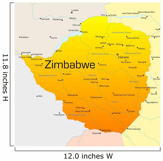 Map Zimbabwe Country Wall Decal