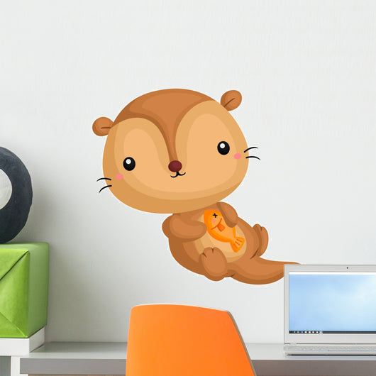 Otter and Fish Wall Decal