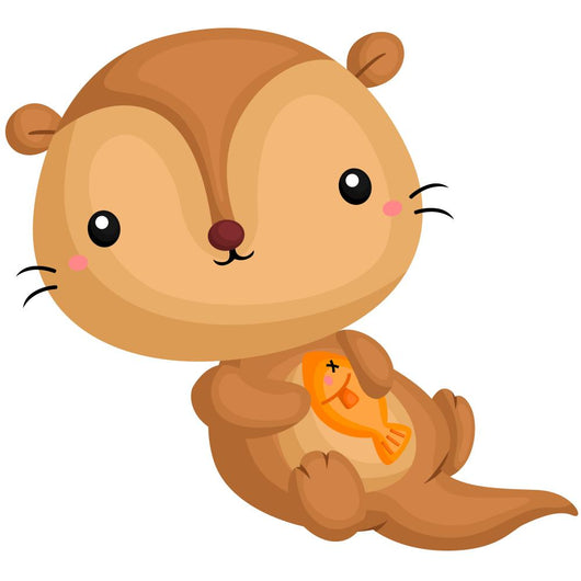 Otter and Fish Wall Decal