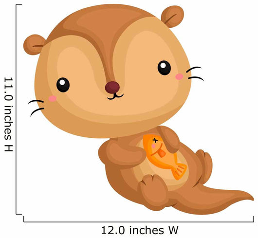 Otter and Fish Wall Decal
