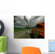 Car Rushes Road towards Wall Decal