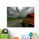 Car Rushes Road towards Wall Decal