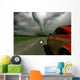 Car Rushes Road towards Wall Decal
