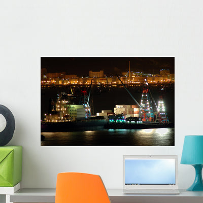 Cargo Ships Work Night Wall Decal shown on a wall