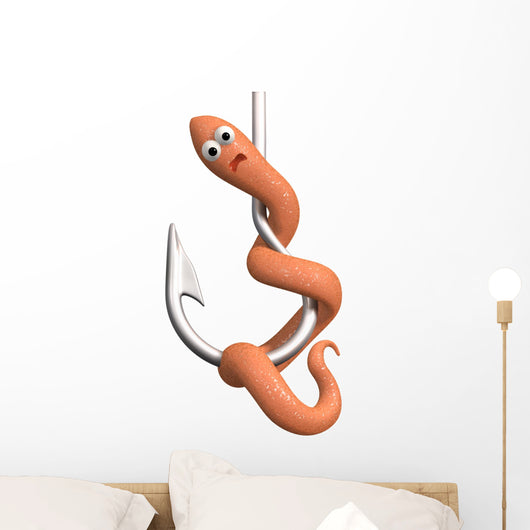 Scared Worm Hook Wall Decal