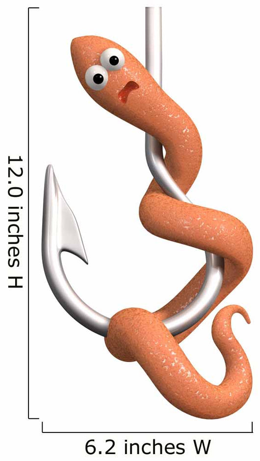 Scared Worm Hook Wall Decal