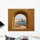 Arched Window Coastal Landscape Wall Decal
