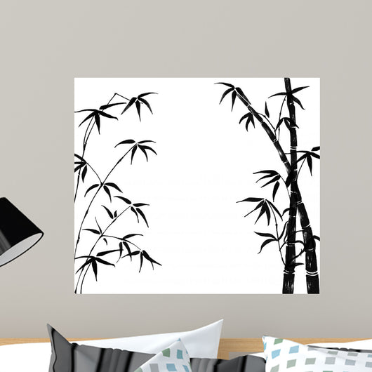 Silhouette Branches Bamboo White Wall Decal