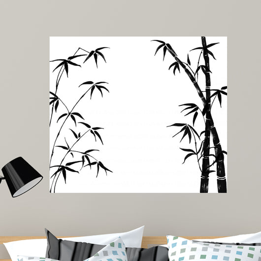 Silhouette Branches Bamboo White Wall Decal