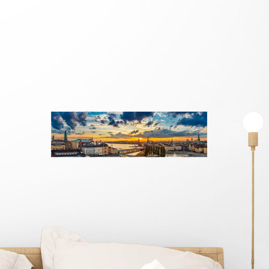 Scenic Summer Night Panorama Wall Decal Panoramic