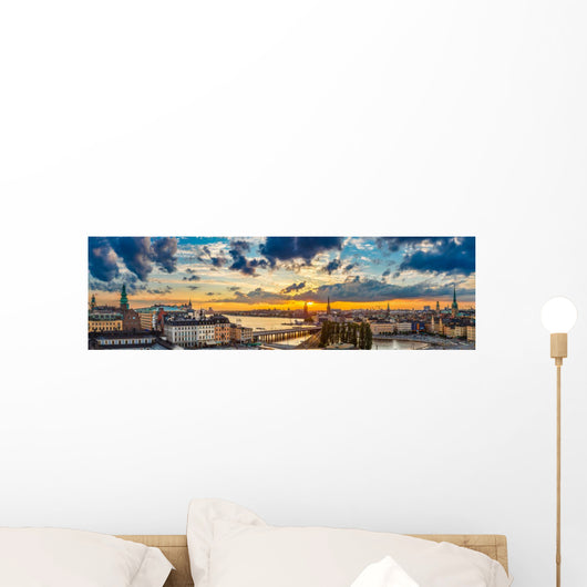 Scenic Summer Night Panorama Wall Decal Panoramic