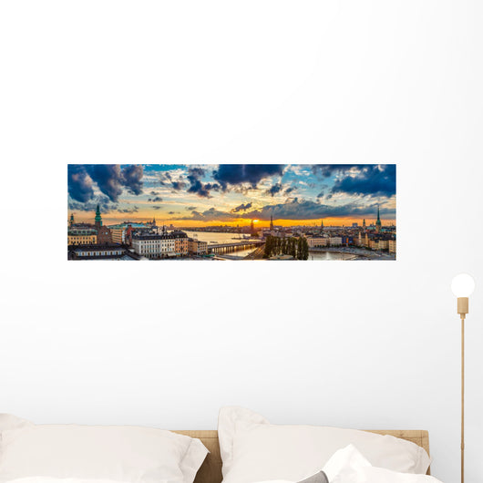 Scenic Summer Night Panorama Wall Decal Panoramic