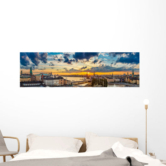 Scenic Summer Night Panorama Wall Decal Panoramic