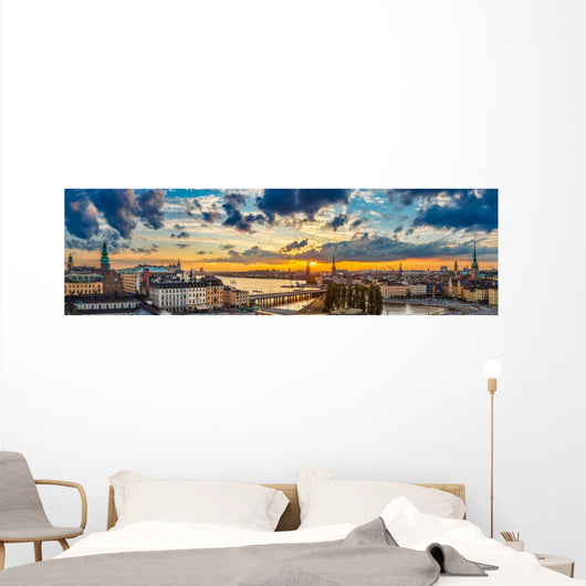 Scenic Summer Night Panorama Wall Decal Panoramic